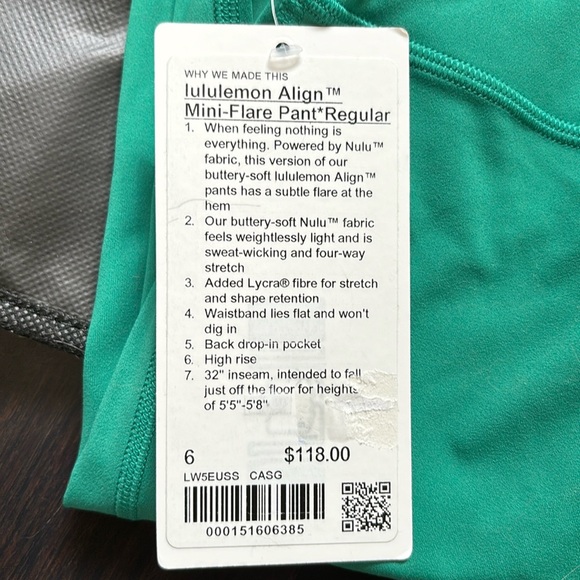 LULULEMON ALIGN MINI-FLARE PANT REGULAR LENGTH IN CASCADIA GREEN SZ 6 NWT - Picture 5 of 7